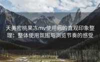 天美密桃果冻mv使用后的直观印象整理：整体使用氛围与浏览节奏的感受