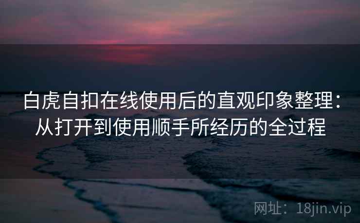 白虎自扣在线使用后的直观印象整理：从打开到使用顺手所经历的全过程