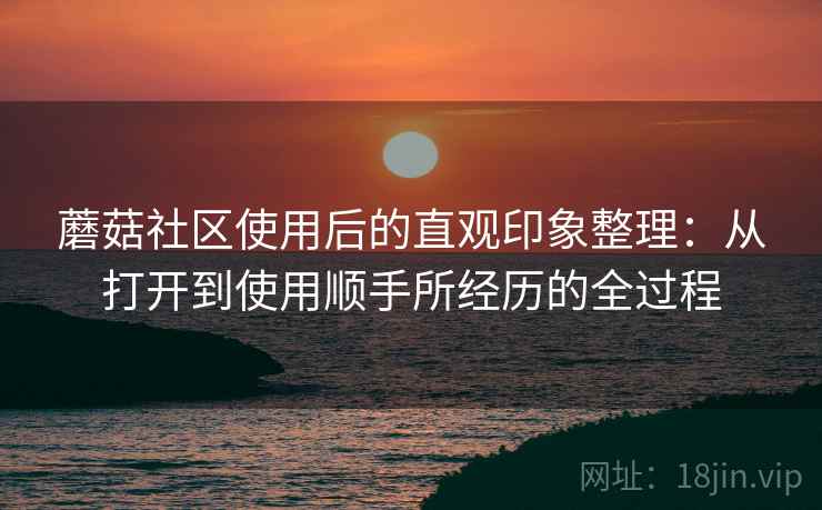 蘑菇社区使用后的直观印象整理：从打开到使用顺手所经历的全过程
